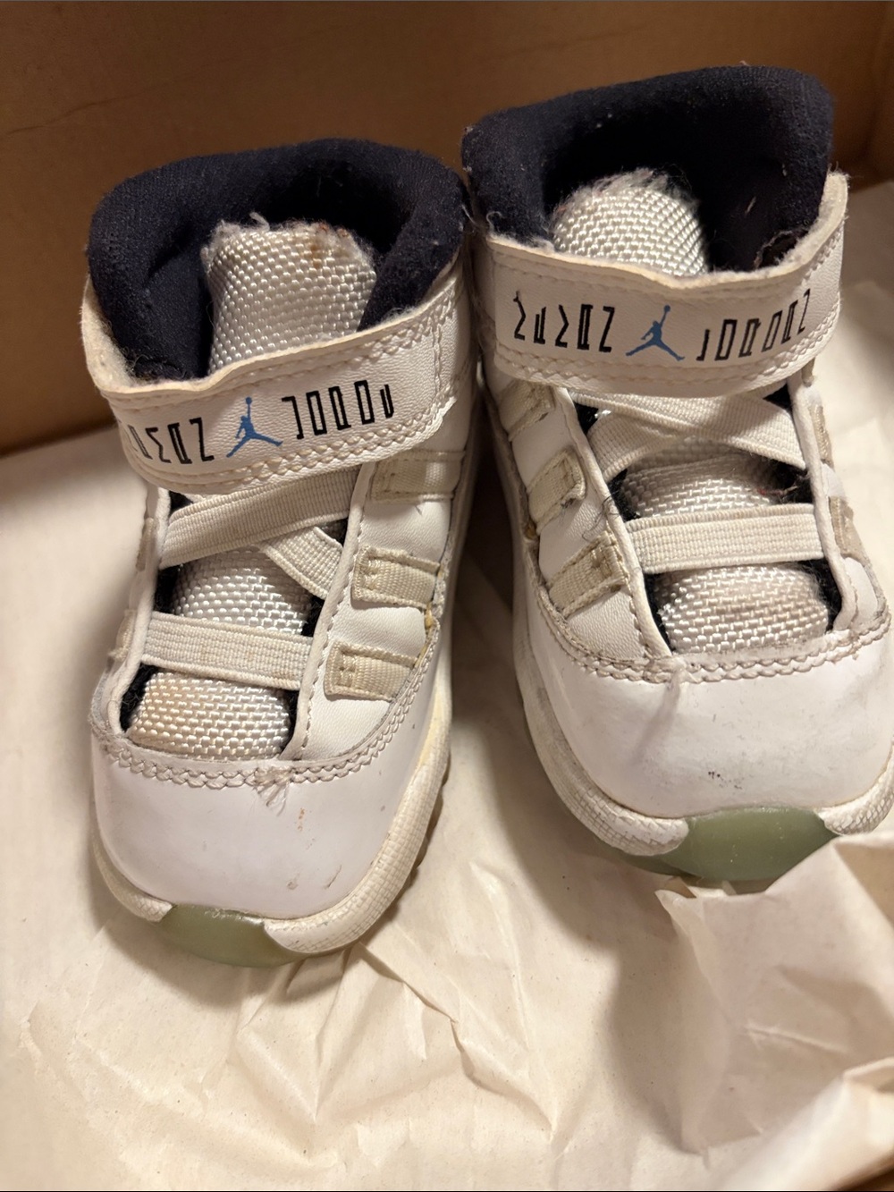 Jordan Kids White and Navy High-Top Sneakers